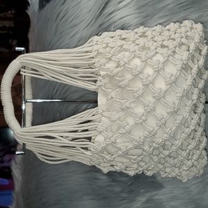Forever 21 ivory macrame hand bag